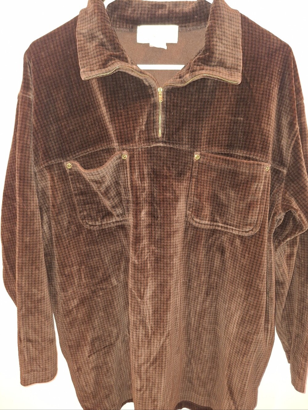 Women's Brown Corduroy Half-Zip Pullover Sweater